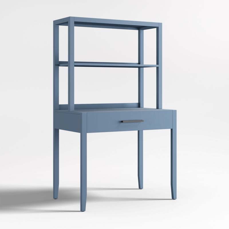 Ever Simple Modular Slate Blue Wood Kids Desk with Hutch