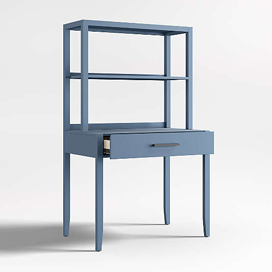 Ever Simple 36" Modular Slate Blue Wood Kids Desk with Hutch