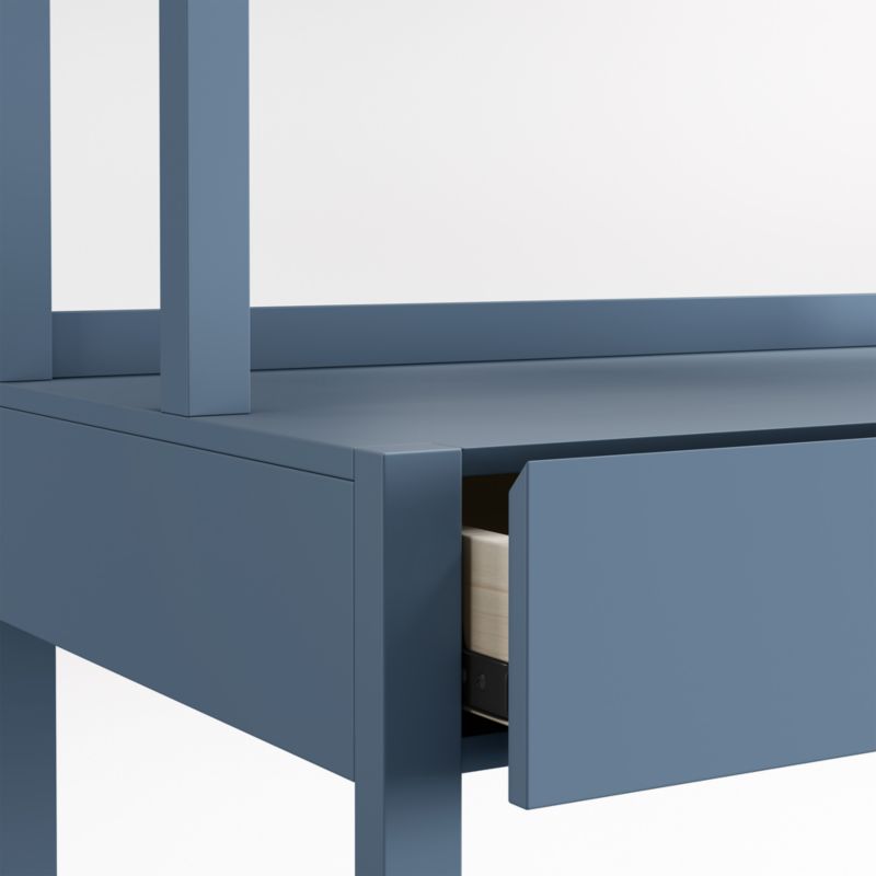 Ever Simple Modular Slate Blue Wood Kids Desk with Hutch