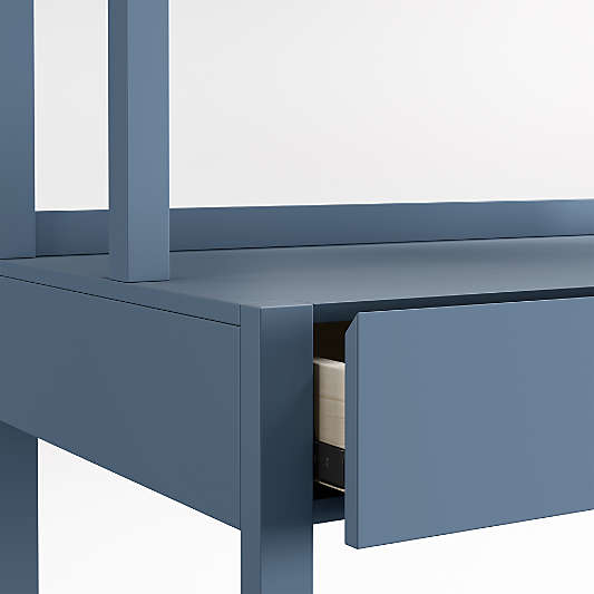 Ever Simple Modular Slate Blue Wood Kids Desk with Hutch