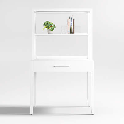 Ever Simple Modular White Wood Kids Desk with Hutch