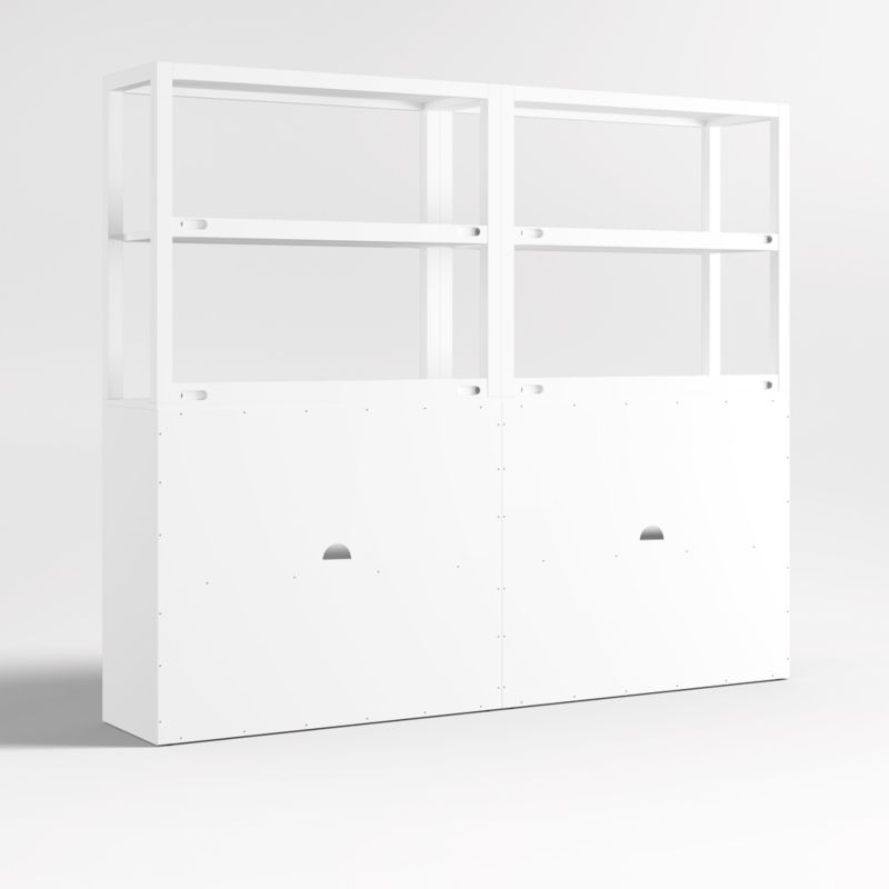 Ever Simple Set of 2 Modular White Wood Kids Drawer Bookcases with Hutches - image 7 of 10