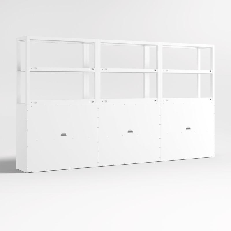 Ever Simple Set of 3 Modular White Wood Kids Drawer Bookcases with Hutches - image 7 of 10