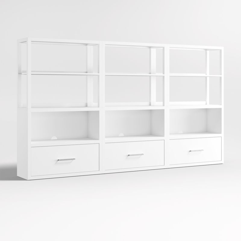 Ever Simple Set of 3 Modular White Wood Kids Drawer Bookcases with Hutches - image 5 of 10