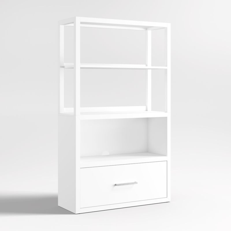 Ever Simple Modular White Wood Kids Drawer Bookcase with Hutch - image 5 of 11