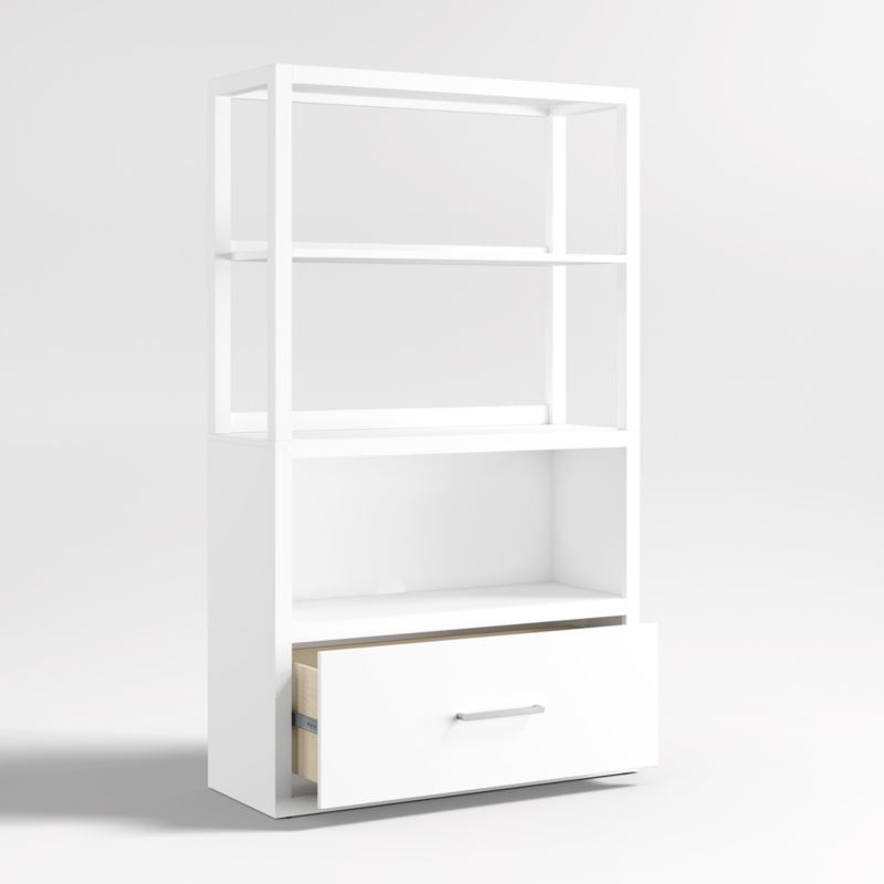 Ever Simple Modular White Wood Kids Drawer Bookcase with Hutch - image 6 of 11