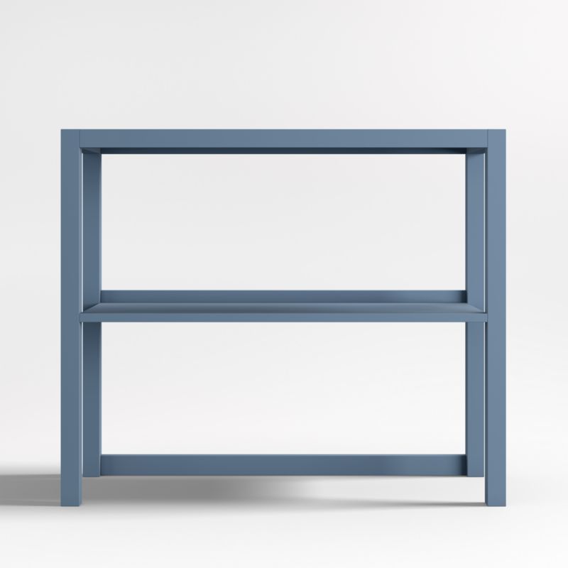Ever Simple Slate Blue Wood Kids Bookcase and Desk Hutch