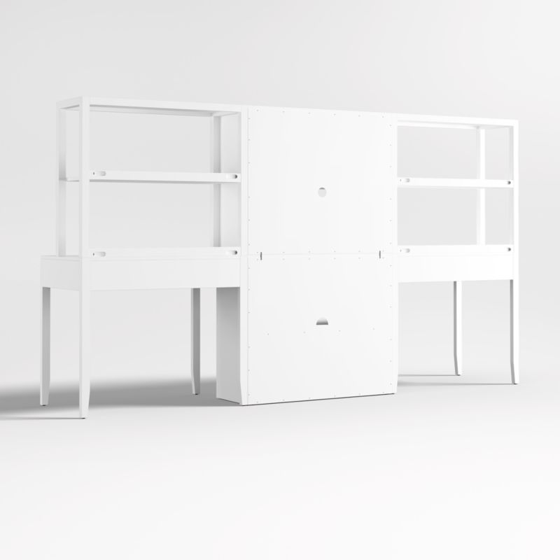 Ever Simple Set of 2 Modular White Wood Kids Desks with Drawer Bookcase - image 9 of 11