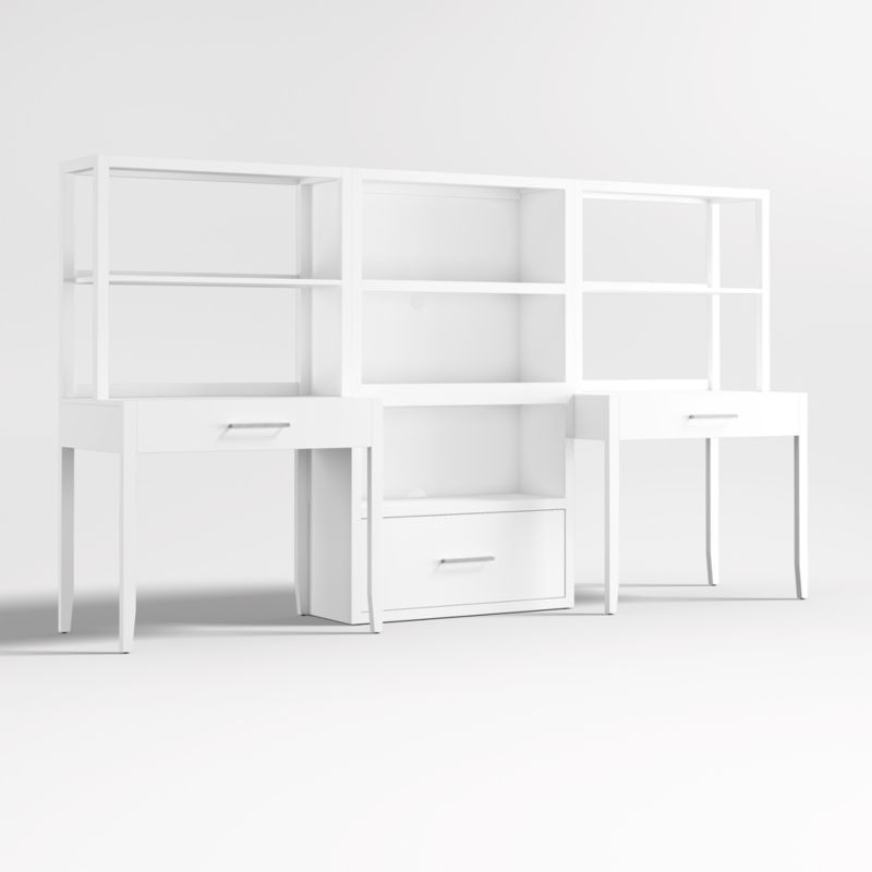 Ever Simple Set of 2 Modular White Wood Kids Desks with Drawer Bookcase - image 7 of 11