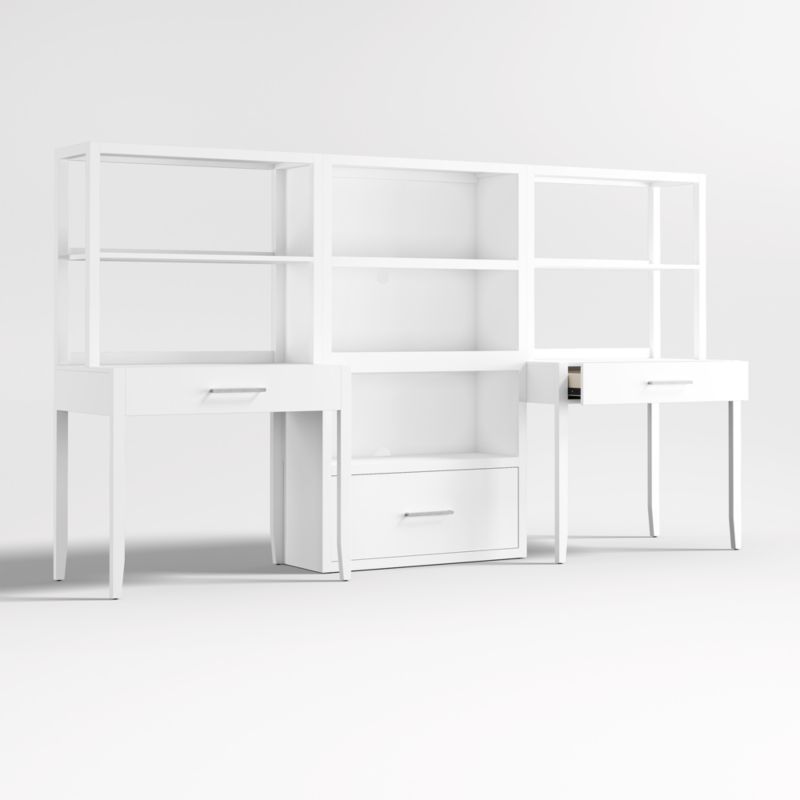 Ever Simple Set of 2 Modular White Wood Kids Desks with Drawer Bookcase - image 8 of 11