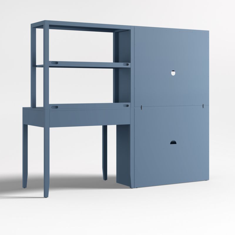 Ever Simple Modular Slate Blue Wood Kids Workspace Suite