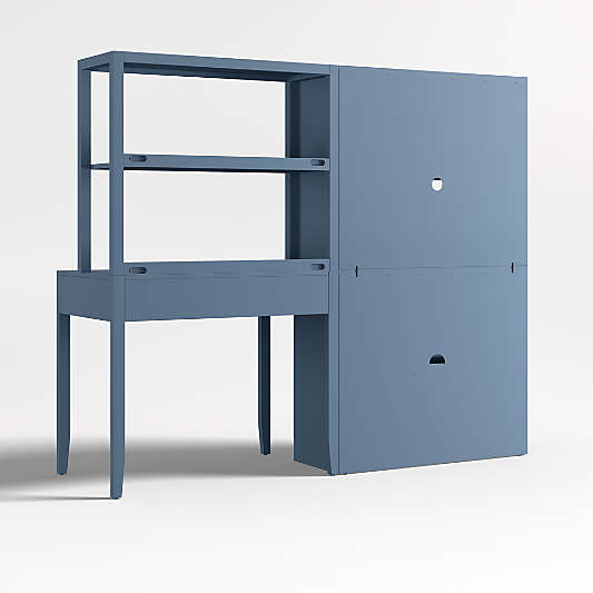 Ever Simple Modular Slate Blue Wood Kids Workspace Suite