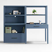 Kids Parke Navy Blue Desk and Hutch