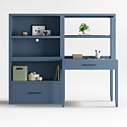 Parke Navy Blue Wood Kids Desk Hutch