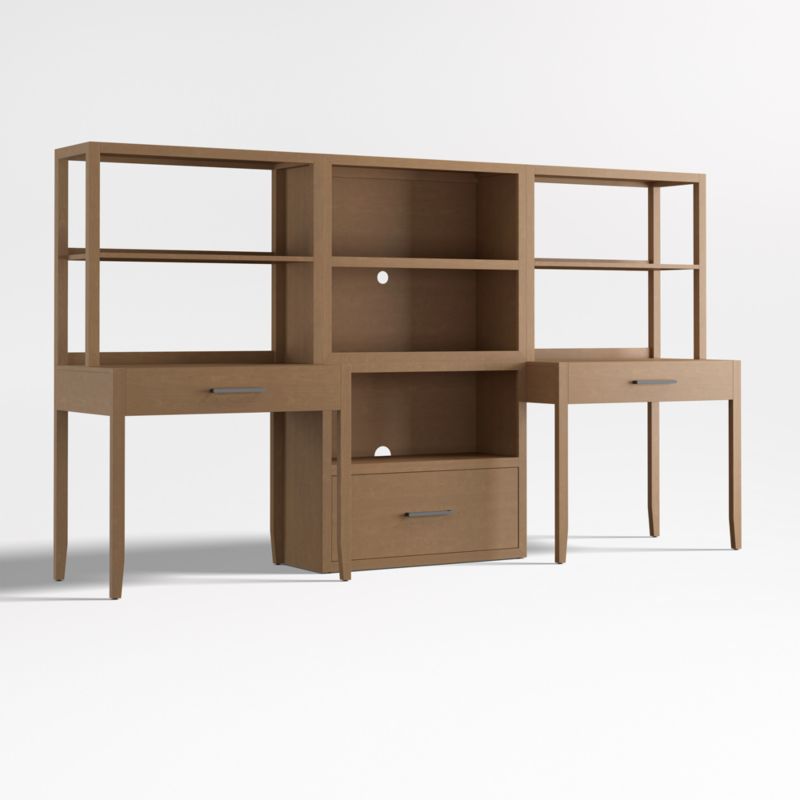 Ever Simple Set of 2 Modular Wood Kids Desks with Drawer Bookcase - image 1 of 7