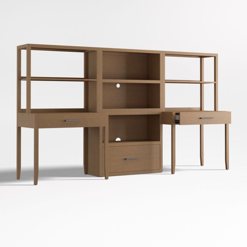 Ever Simple Set of 2 Modular Wood Kids Desks with Drawer Bookcase - image 2 of 7