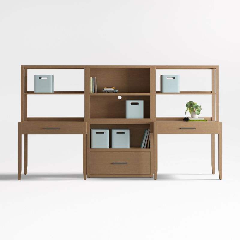 Ever Simple Set of 2 Modular Wood Kids Desks with Drawer Bookcase - image 0 of 7