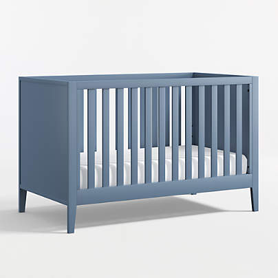Ever Simple Slate Blue Wood Convertible Baby Crib