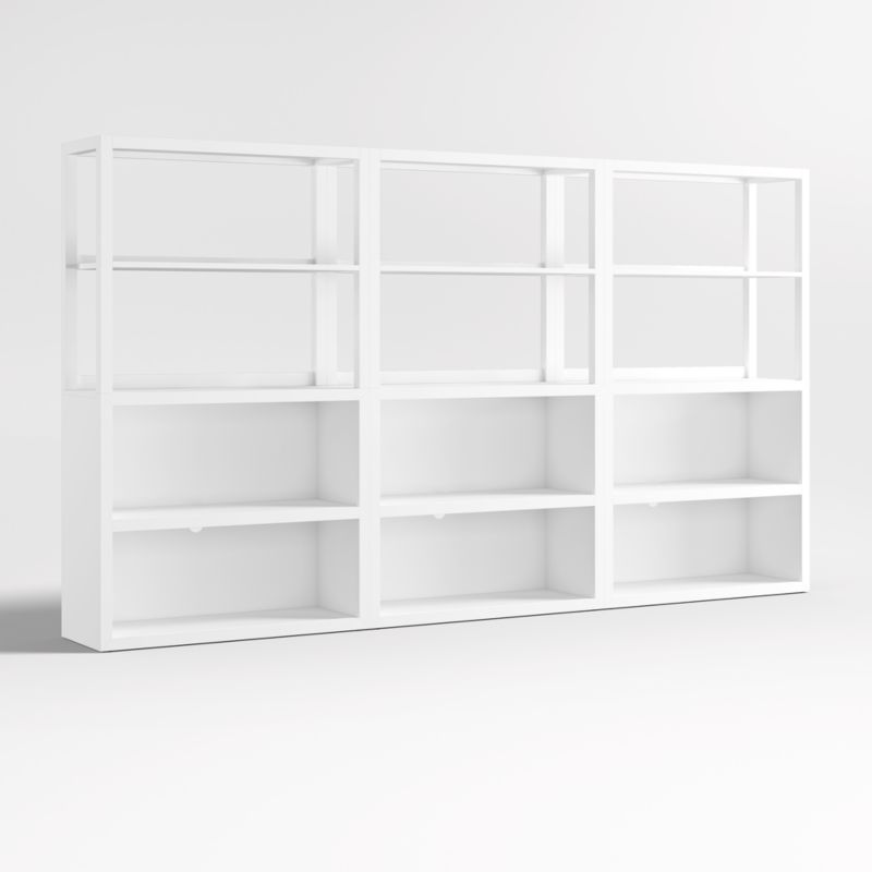 Ever Simple Set of 3 Modular White Wood Kids Open Bookcases with Hutches - image 3 of 6