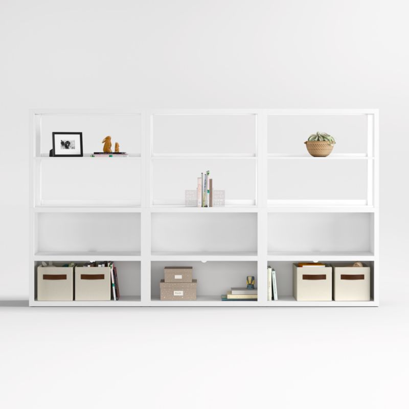 Ever Simple Set of 3 Modular White Wood Kids Open Bookcases with Hutches - image 0 of 6