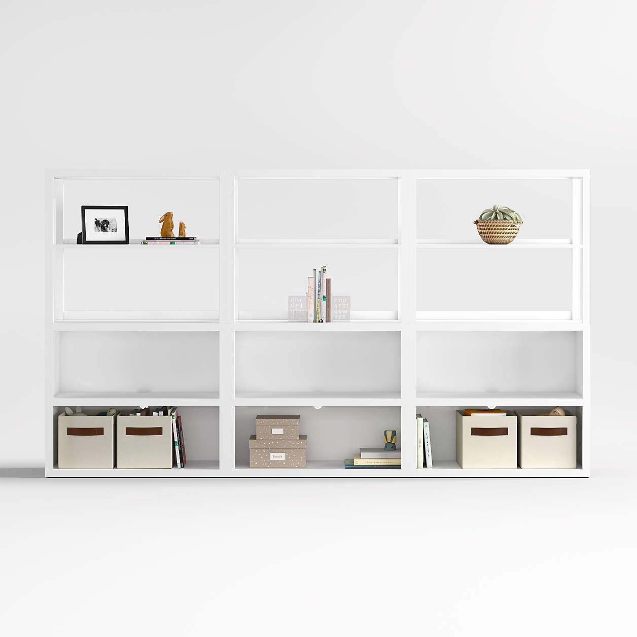 Ever Simple Set of 3 Modular White Wood Kids Open Bookcases with ...