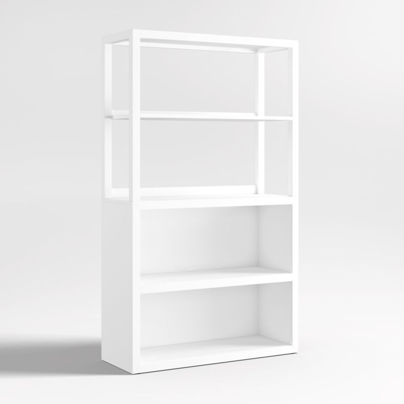 Ever Simple Modular White Wood Kids Open Bookcase with Hutch - image 3 of 7