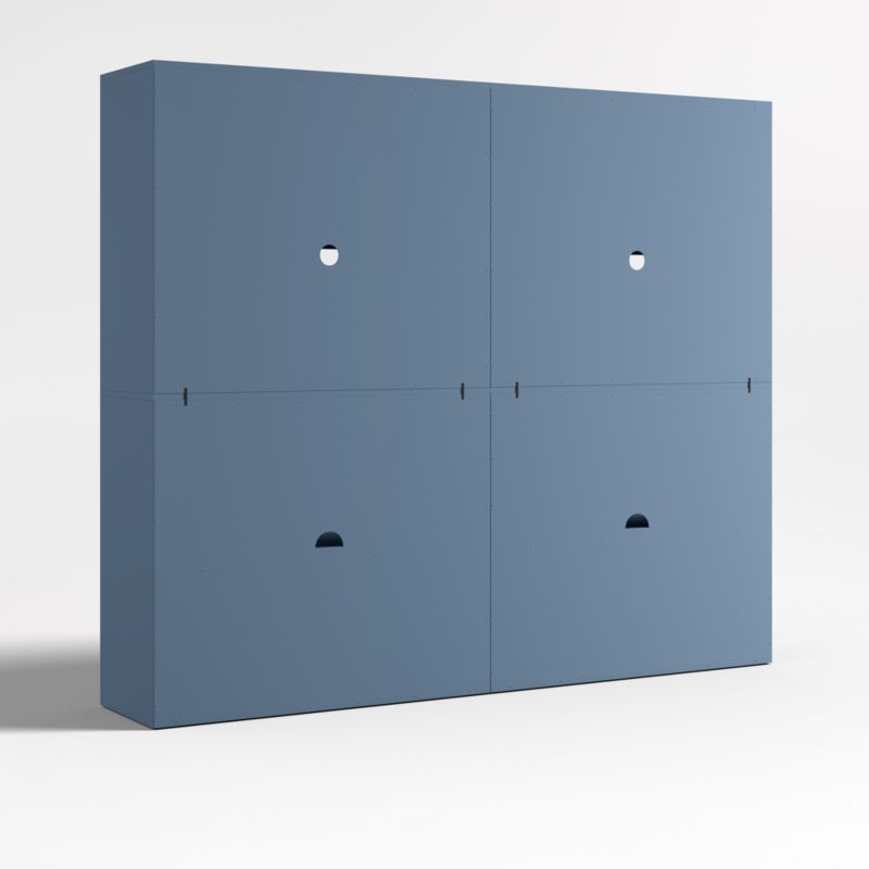 Ever Simple Set of 2 Modular Slate Blue Wood Kids Open Bookcases with Drawers - image 5 of 8