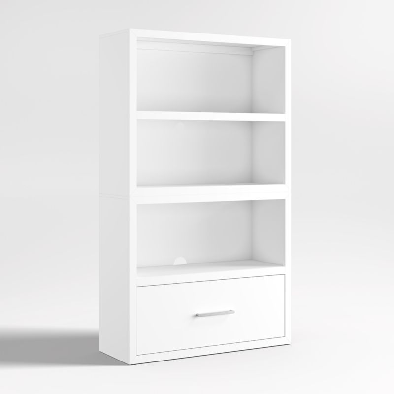 Ever Simple Modular White Wood Kids Open Bookcase with Drawer - image 10 of 16