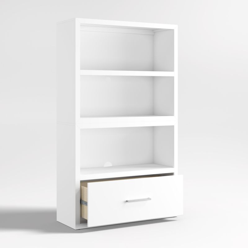 Ever Simple Modular White Wood Kids Open Bookcase with Drawer - image 11 of 16