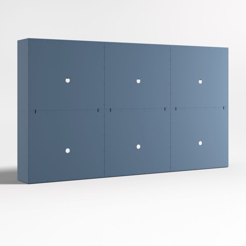 Ever Simple Set of Modular Slate Blue Wood Kids Open Bookcases