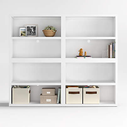 Ever Simple Set of 2 Modular White Wood Kids Open Bookcases