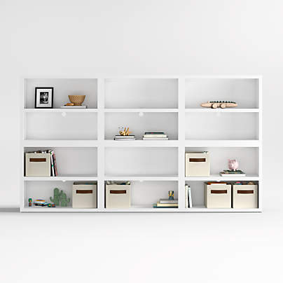 Ever Simple Set of 3 Modular White Wood Kids Open Bookcases