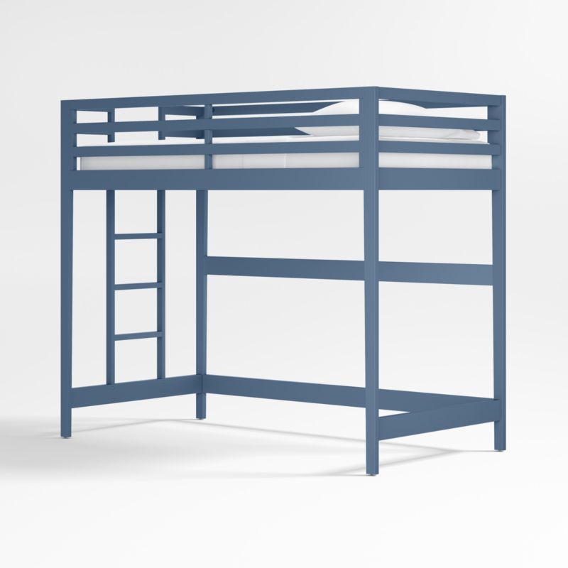 Ever Simple Slate Blue Wood Kids Loft Bed with Left Ladder - image 0 of 5