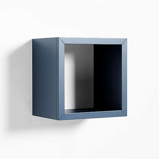 Ever Simple Slate Blue Wood Floating Cube Shelf