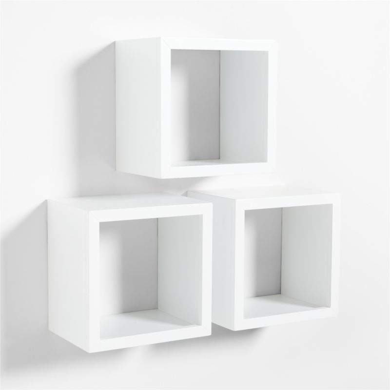 Ever Simple White Wood Floating Cube Shelves, Set of 3 - image 4 of 6