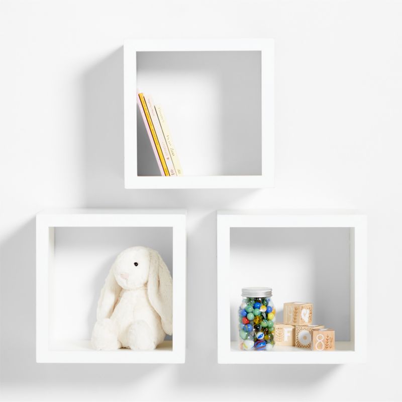 Ever Simple White Wood Floating Cube Shelves, Set of 3 - image 0 of 6