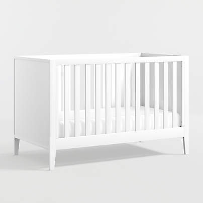 Ever Simple White Wood Convertible Baby Crib with Toddler Bed Rail