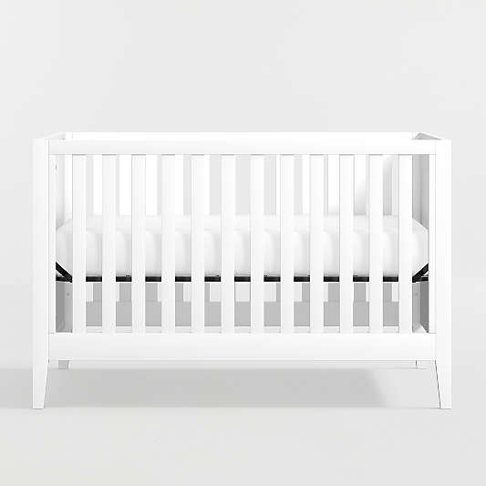 Ever Simple White Wood Convertible Baby Crib with Toddler Bed Rail