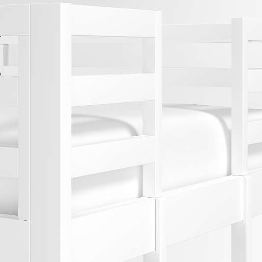 Ever Simple White Wood Kids Loft Bed with Left Ladder