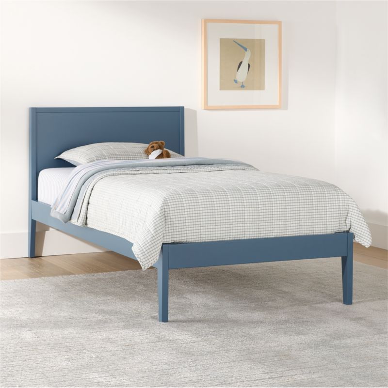 Ever Simple Slate Blue Wood Kids Twin Bed - image 3 of 12
