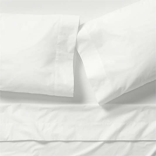 Everyday Organic Cotton Percale White Bed Sheet Set