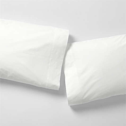 Everyday Organic Cotton Percale White Pillowcases, Set of 2