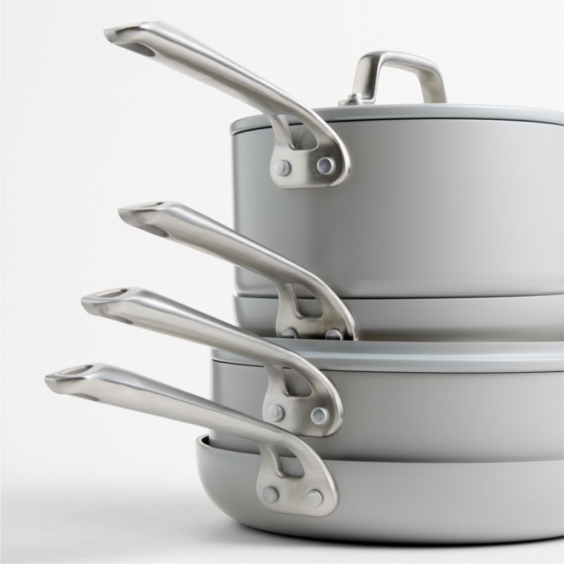 Crate & Barrel EvenCook Ceramic ™ Grey Nonstick 8-Piece Cookware Set with Bonus - image 3 of 5
