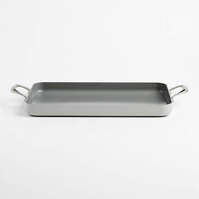 Crate & Barrel EvenCook Ceramic ™ Grey Nonstick Double Burner Grill Pan