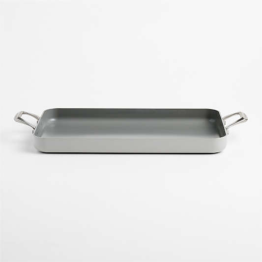 Crate & Barrel EvenCook Ceramic ™ Grey Nonstick Double Burner Grill Pan
