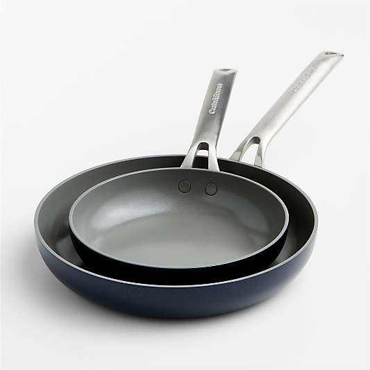 Crate & Barrel EvenCook Ceramic ™ Indigo Nonstick Fry Pans, Set of 2
