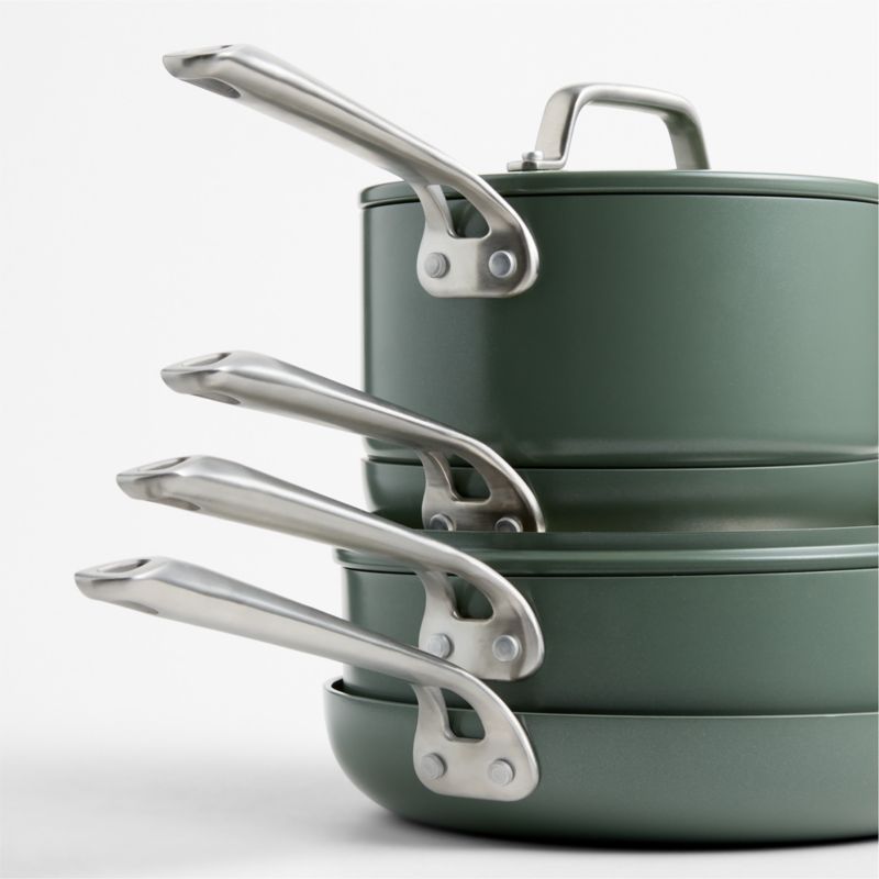 Crate & Barrel EvenCook Ceramic ™ Rosemary Nonstick 8-Piece Cookware Set with Bonus - image 5 of 6