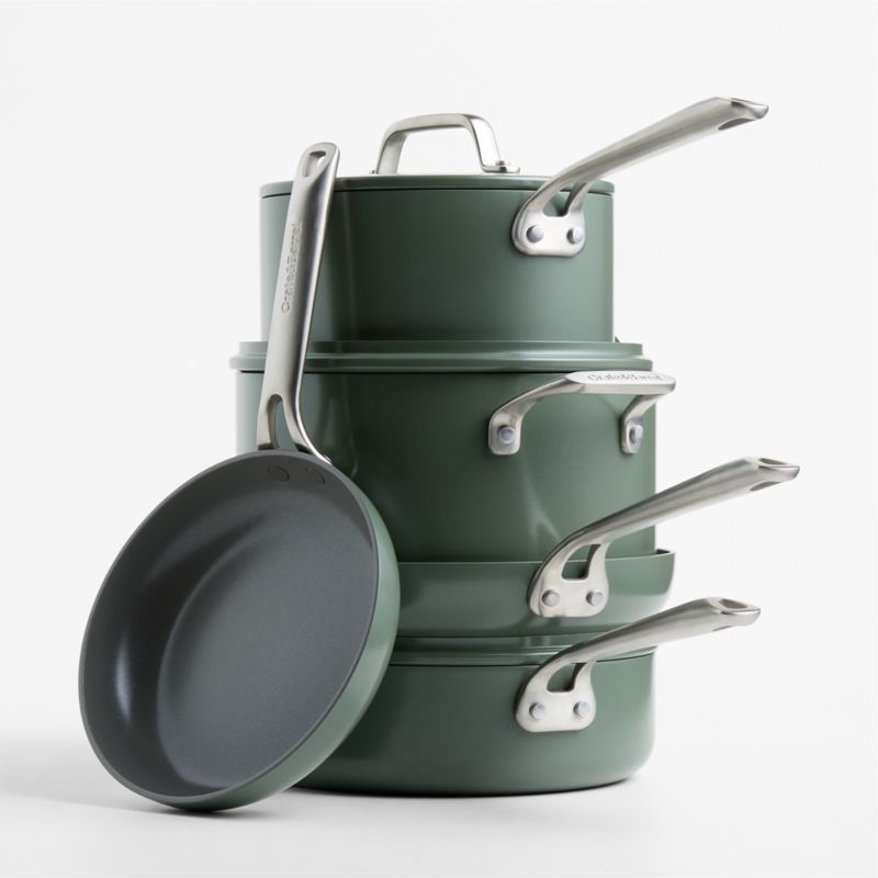 Crate & Barrel EvenCook Ceramic ™ Rosemary Nonstick 8-Piece Cookware Set with Bonus - image 4 of 6