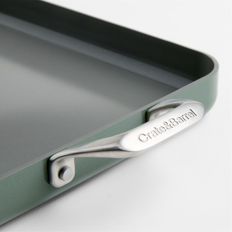 Crate & Barrel EvenCook Ceramic ™ Rosemary Nonstick Double Burner Grill Pan - image 1 of 2