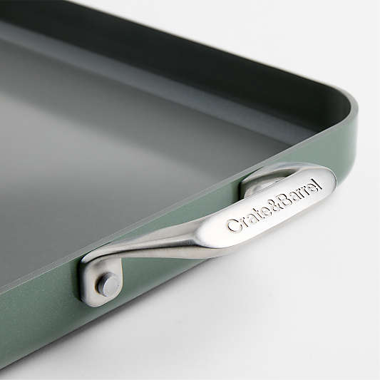 Crate & Barrel EvenCook Ceramic ™ Rosemary Nonstick Double Burner Grill Pan
